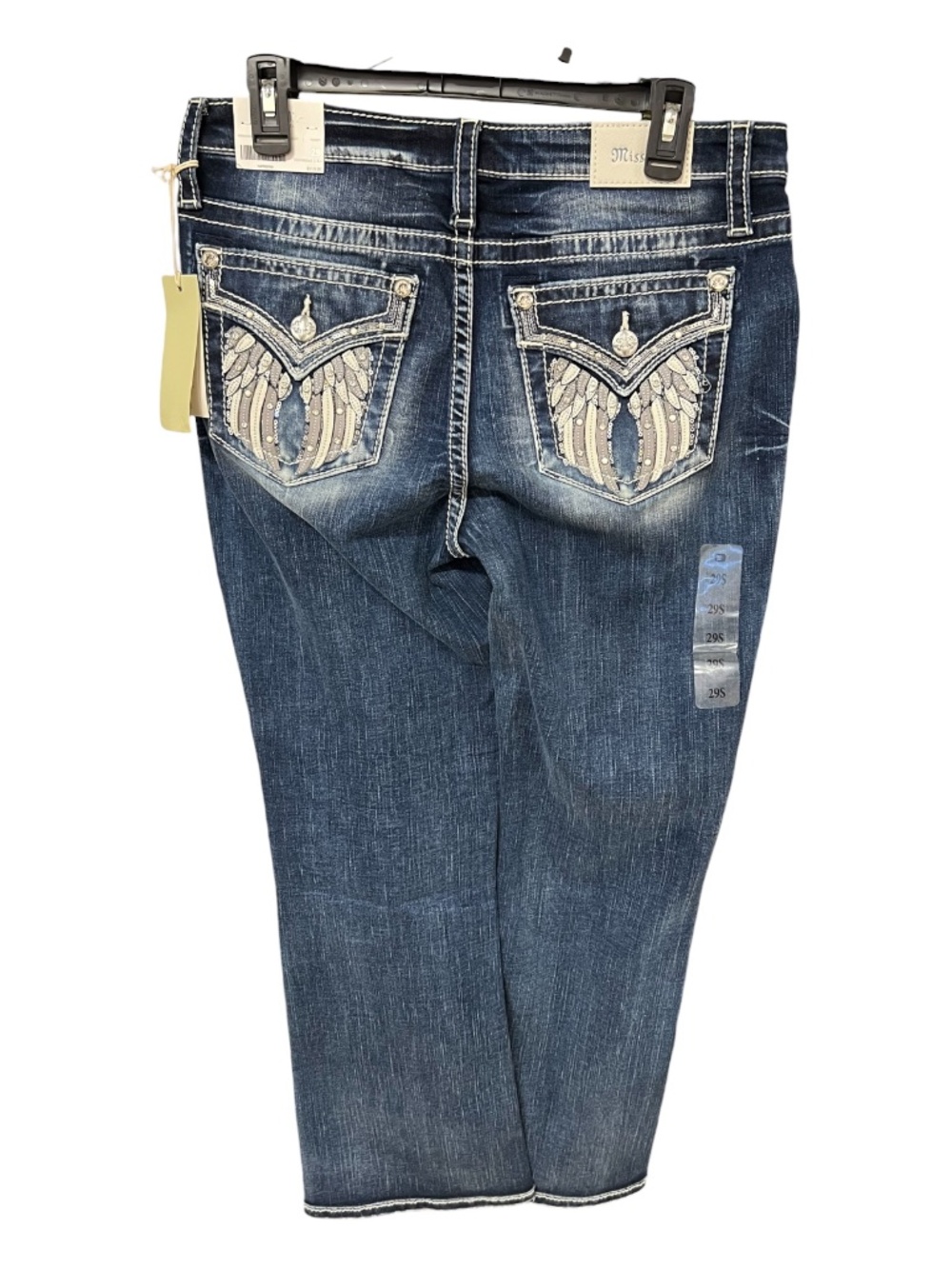 NWT Miss Me LA Rhinestone Embellished Bootcut Jeans Short | Size 29 - Picture 5 of 9